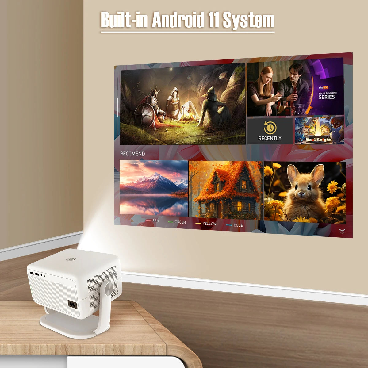 Magcubic 4K L018 Projector 650ANSI Native 1080P Auto Focus & Keystone 360° Rotate Android 11 BT 5.2 WIFI6 Portable Home Theater