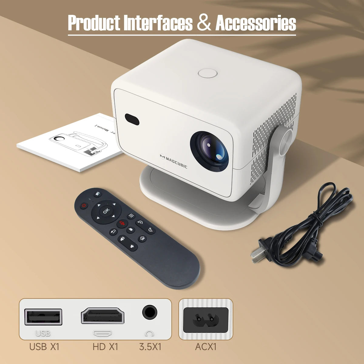 Magcubic 4K L018 Projector 650ANSI Native 1080P Auto Focus & Keystone 360° Rotate Android 11 BT 5.2 WIFI6 Portable Home Theater