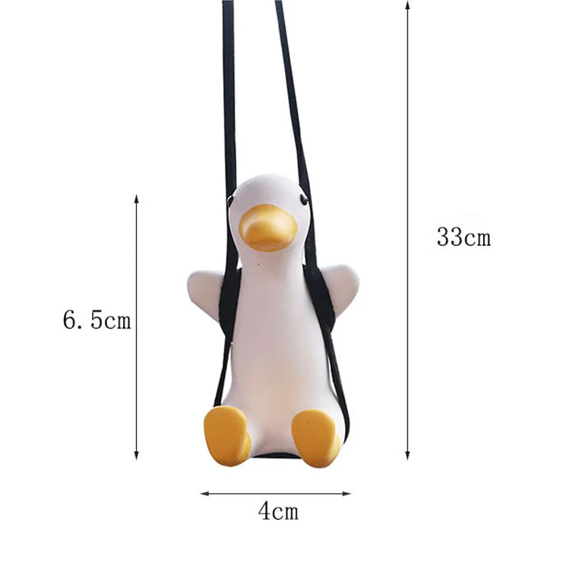 Gypsum Cute Anime Car Accessory Swing Duck Pendant Auto Rearview Mirror Ornaments Birthday Gift Couple Accessories Car Fragrance