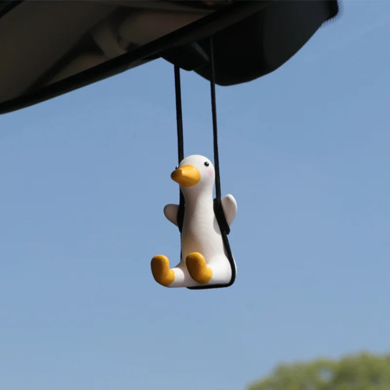 Gypsum Cute Anime Car Accessory Swing Duck Pendant Auto Rearview Mirror Ornaments Birthday Gift Couple Accessories Car Fragrance