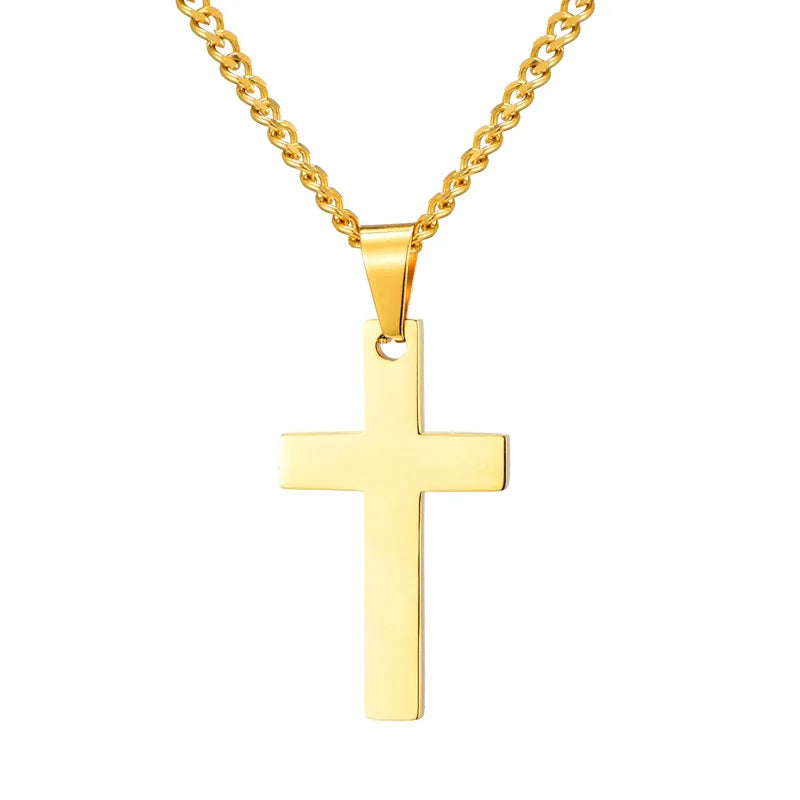 Christian Cross Pendant Necklace Men's Necklace New Fashion Metal Religious Amulet Pendant Accessory Party Jewelry