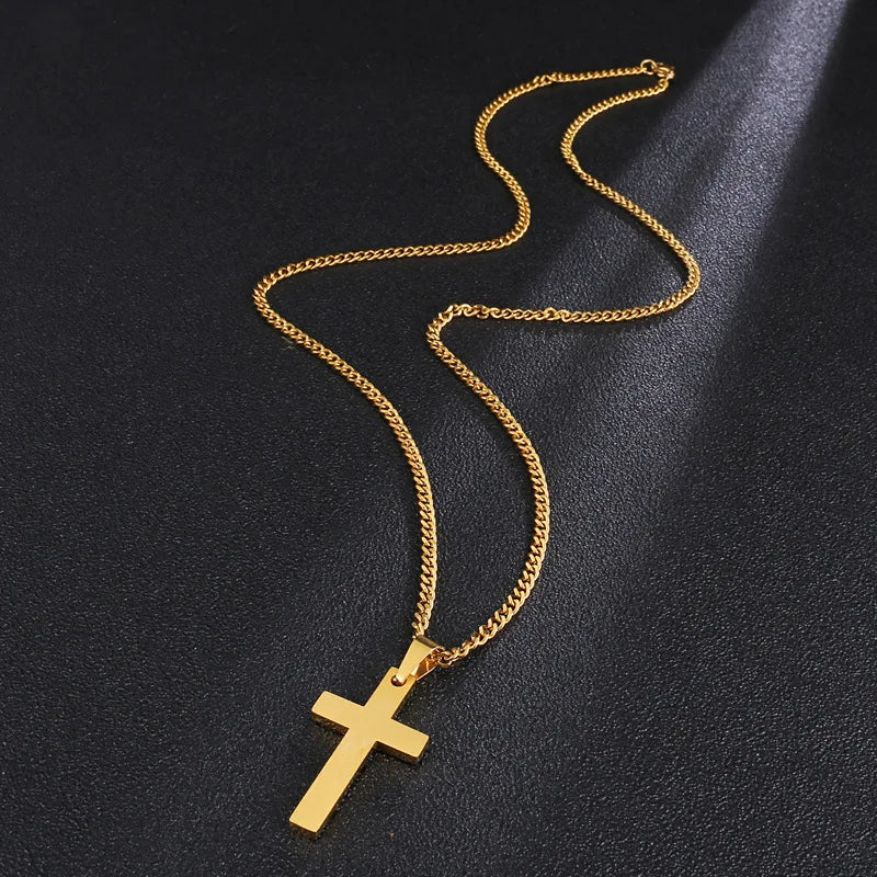 Christian Cross Pendant Necklace Men's Necklace New Fashion Metal Religious Amulet Pendant Accessory Party Jewelry