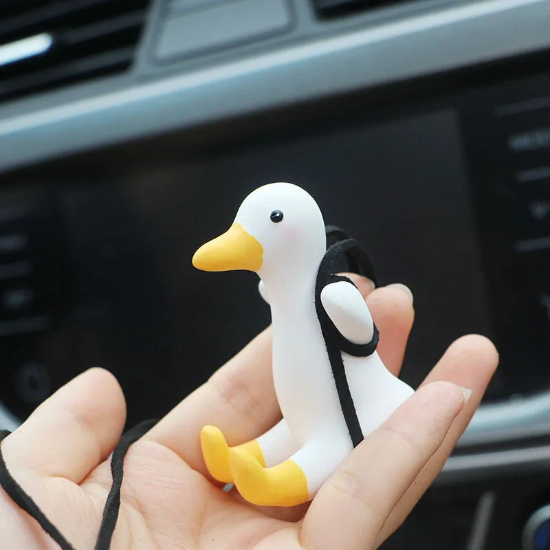 Gypsum Cute Anime Car Accessory Swing Duck Pendant Auto Rearview Mirror Ornaments Birthday Gift Couple Accessories Car Fragrance