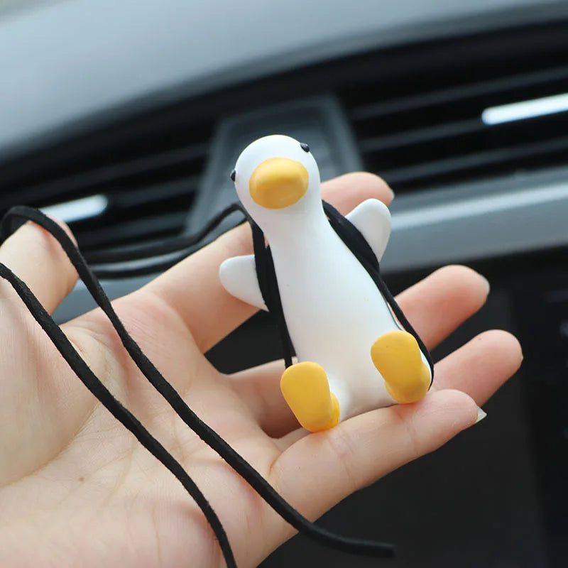 Gypsum Cute Anime Car Accessory Swing Duck Pendant Auto Rearview Mirror Ornaments Birthday Gift Couple Accessories Car Fragrance