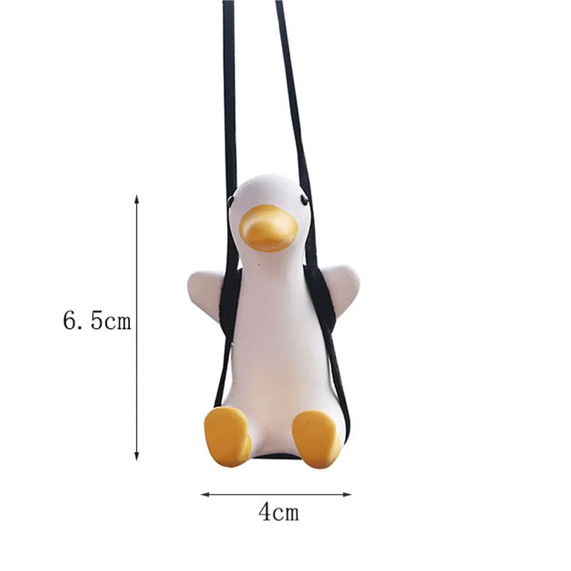 Gypsum Cute Anime Car Accessory Swing Duck Pendant Auto Rearview Mirror Ornaments Birthday Gift Couple Accessories Car Fragrance