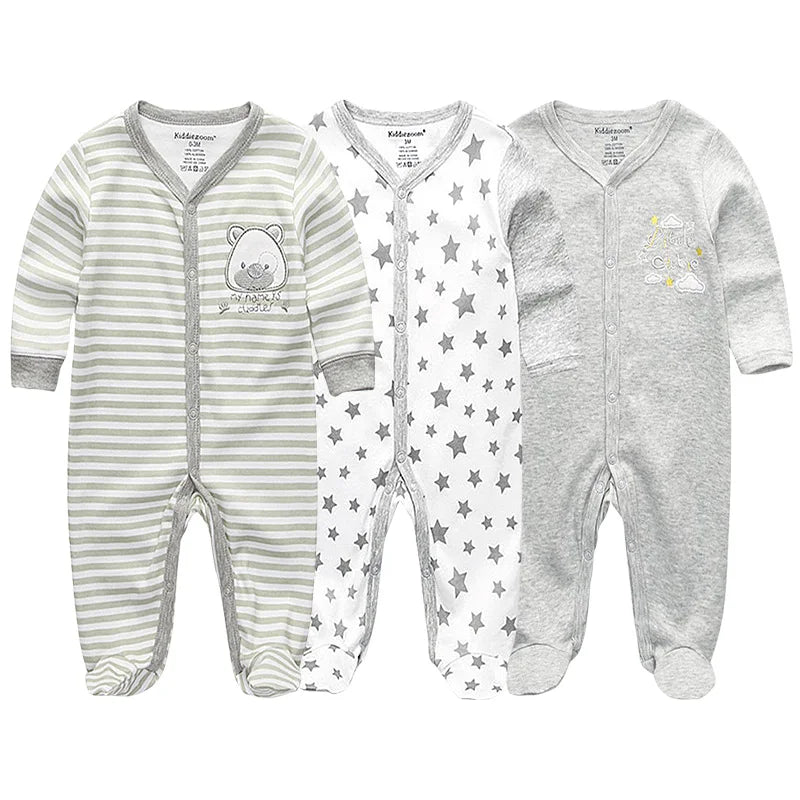 Unisex Baby Organic Cotton Snap Footed Sleep and Play Pajamas Long Sleeve Bodysuit for Newborn Boy and Girl Clothes Bebe