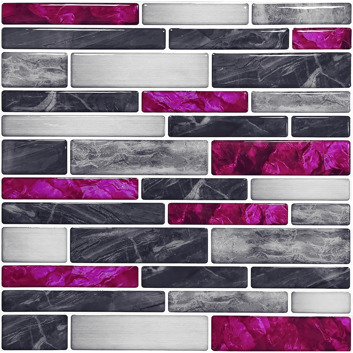 10pcs Flat Marble Mosaic Embossing Tiles Sticker Kitchen Bathroom Wall Decals Peel & Stick Waterproof Tile Art Wallpaper