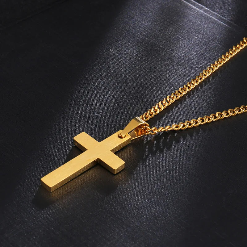 Christian Cross Pendant Necklace Men's Necklace New Fashion Metal Religious Amulet Pendant Accessory Party Jewelry