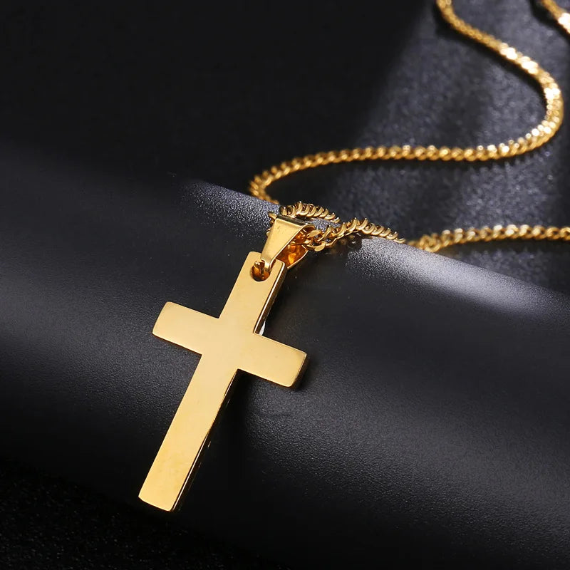 Christian Cross Pendant Necklace Men's Necklace New Fashion Metal Religious Amulet Pendant Accessory Party Jewelry