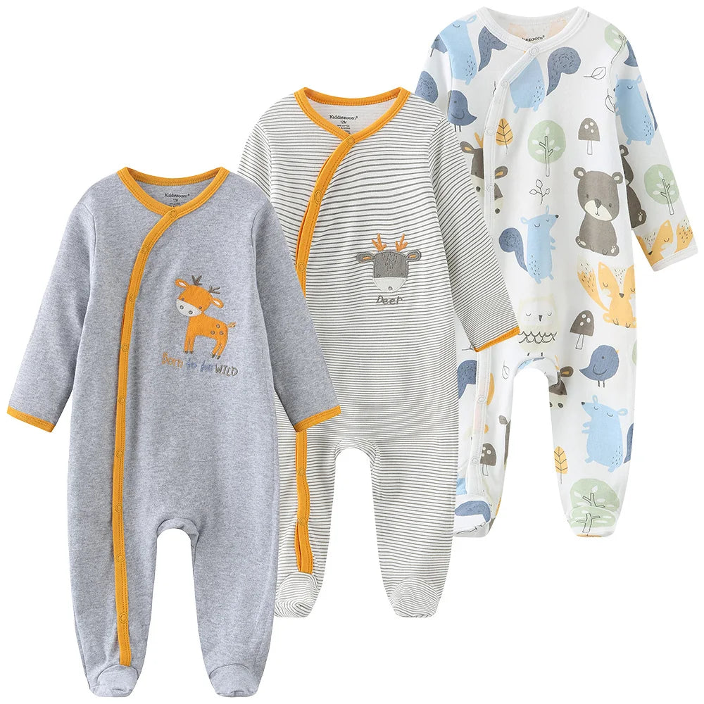 Unisex Baby Organic Cotton Snap Footed Sleep and Play Pajamas Long Sleeve Bodysuit for Newborn Boy and Girl Clothes Bebe