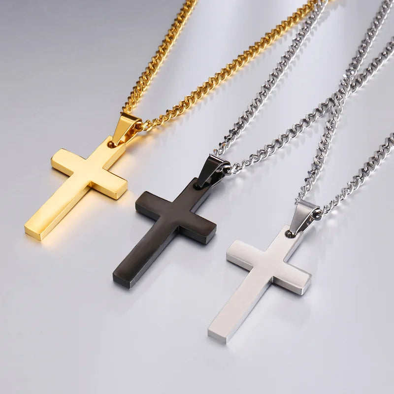 Christian Cross Pendant Necklace Men's Necklace New Fashion Metal Religious Amulet Pendant Accessory Party Jewelry