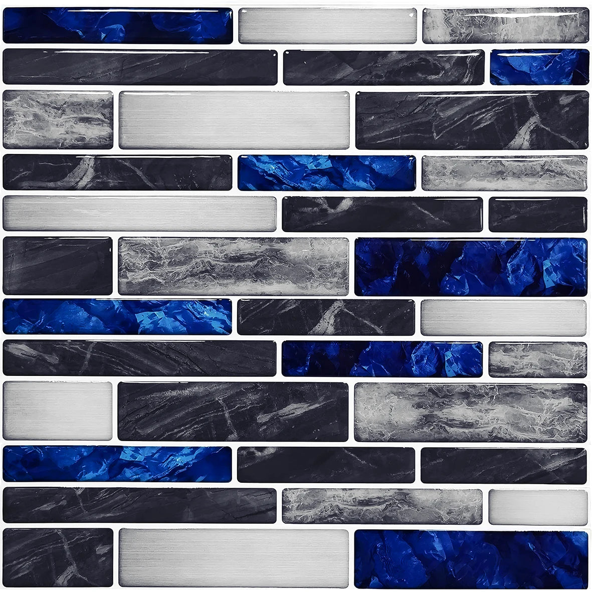 10pcs Flat Marble Mosaic Embossing Tiles Sticker Kitchen Bathroom Wall Decals Peel & Stick Waterproof Tile Art Wallpaper