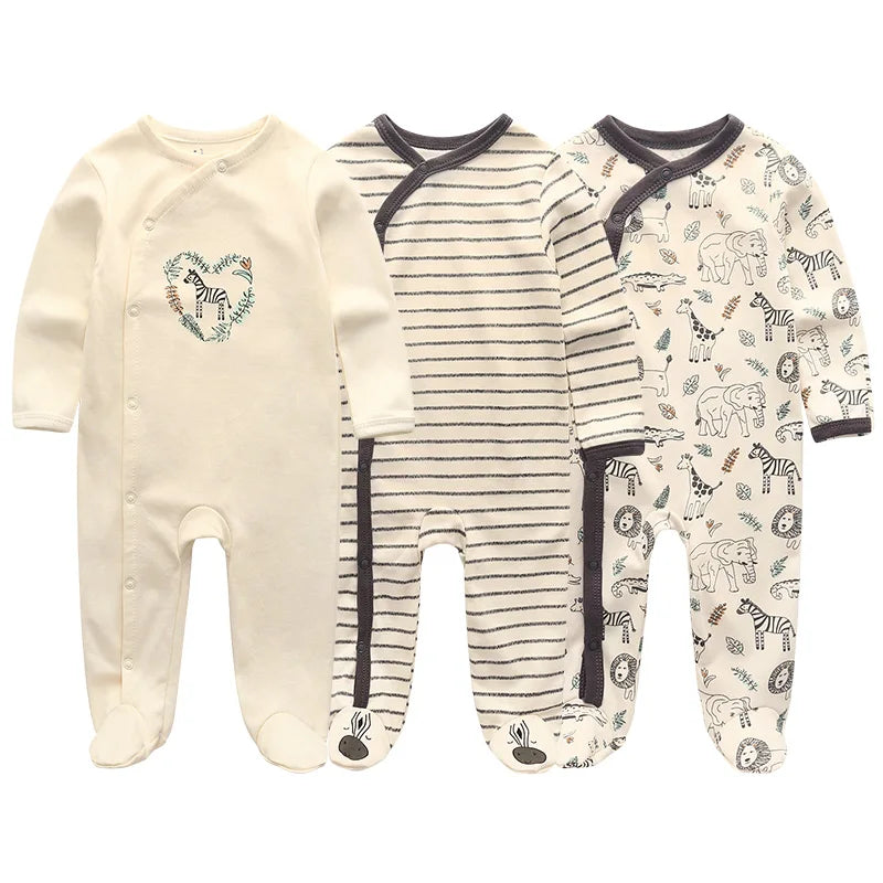 Unisex Baby Organic Cotton Snap Footed Sleep and Play Pajamas Long Sleeve Bodysuit for Newborn Boy and Girl Clothes Bebe