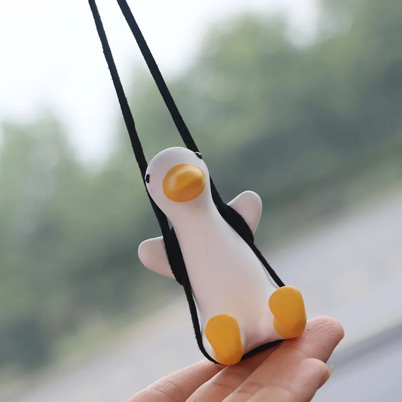 Gypsum Cute Anime Car Accessory Swing Duck Pendant Auto Rearview Mirror Ornaments Birthday Gift Couple Accessories Car Fragrance