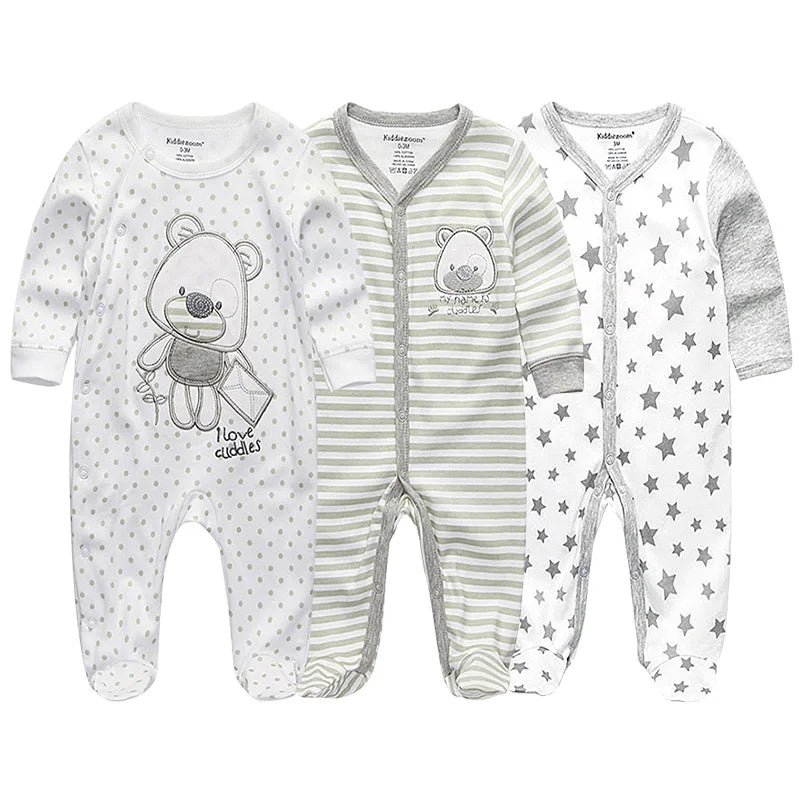 Unisex Baby Organic Cotton Snap Footed Sleep and Play Pajamas Long Sleeve Bodysuit for Newborn Boy and Girl Clothes Bebe