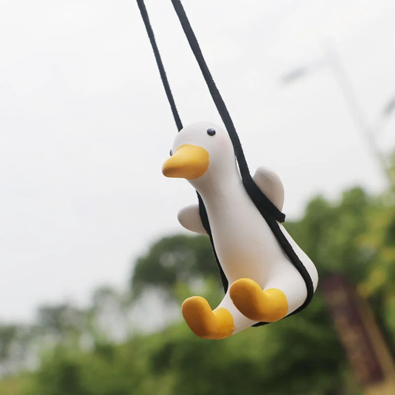 Gypsum Cute Anime Car Accessory Swing Duck Pendant Auto Rearview Mirror Ornaments Birthday Gift Couple Accessories Car Fragrance