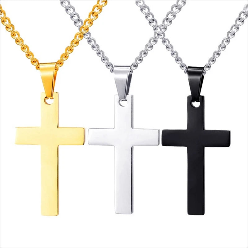 Christian Cross Pendant Necklace Men's Necklace New Fashion Metal Religious Amulet Pendant Accessory Party Jewelry