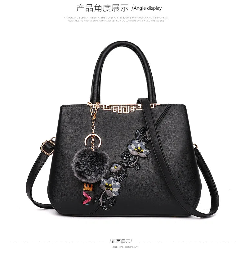 Embroidered Messenger Bags Women Leather Handbags Bags for Women 2021 Sac a Main Ladies Hand Bag Female Hand bag new