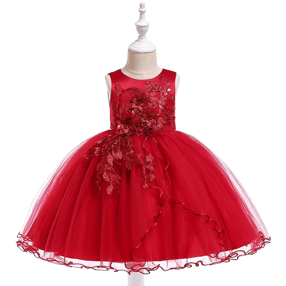 Summer girls princess Dress Kids Elegant sequined Flowers Princess party Dress anniversaire enfant Dresses for girls robe fille