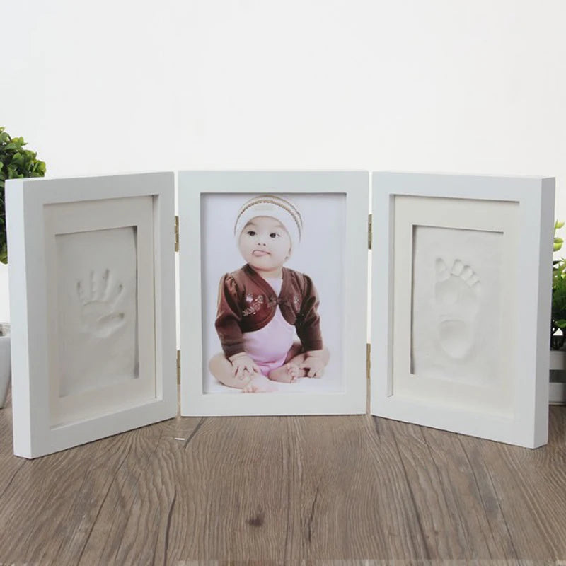 Baby Hand&Foot Print Hands Feet Mold Maker Bebe Baby Photo Frame With Cover Fingerprint Mud Set Baby Growth Memorial Gift