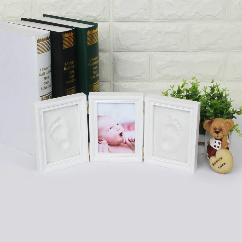 Baby Hand&Foot Print Hands Feet Mold Maker Bebe Baby Photo Frame With Cover Fingerprint Mud Set Baby Growth Memorial Gift