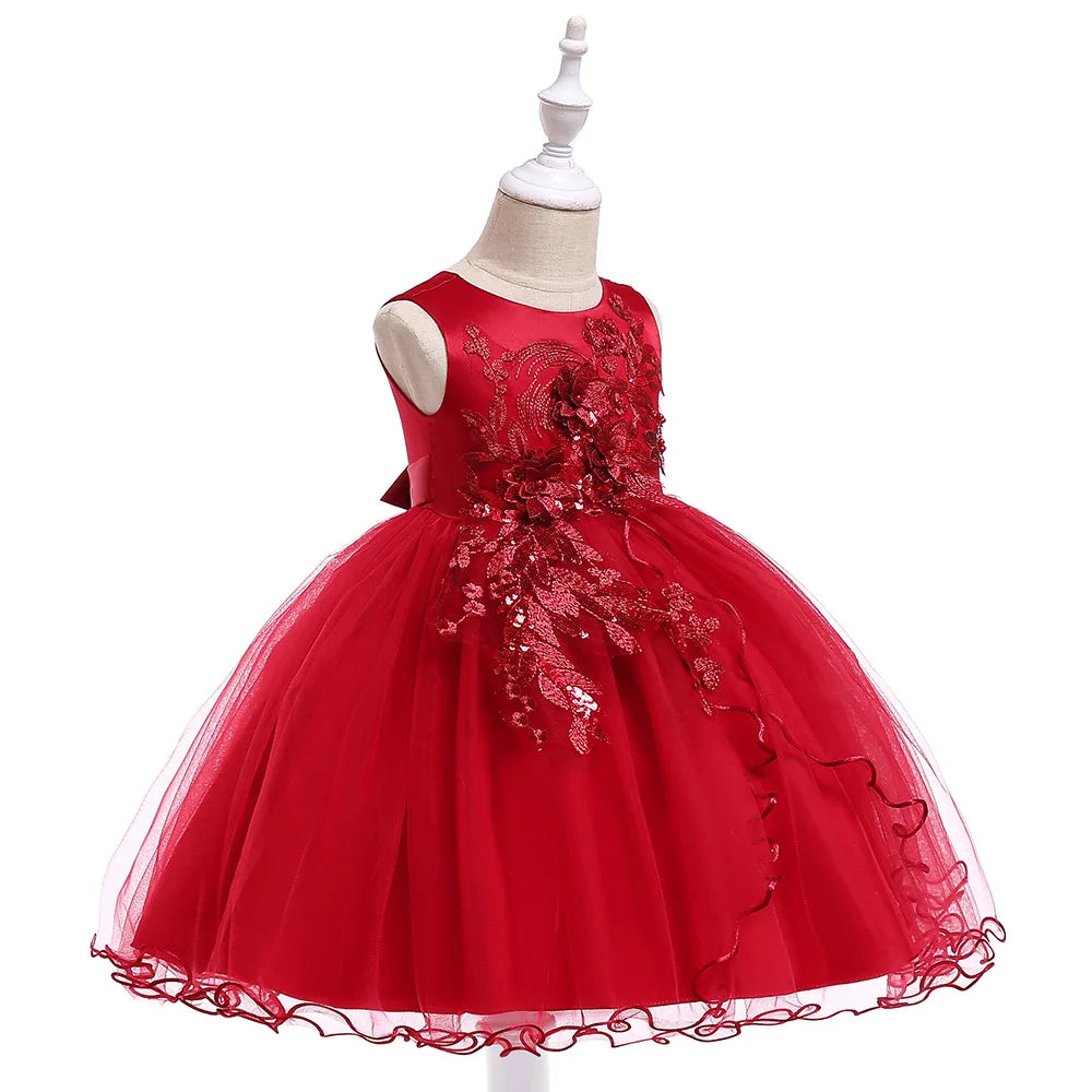 Summer girls princess Dress Kids Elegant sequined Flowers Princess party Dress anniversaire enfant Dresses for girls robe fille