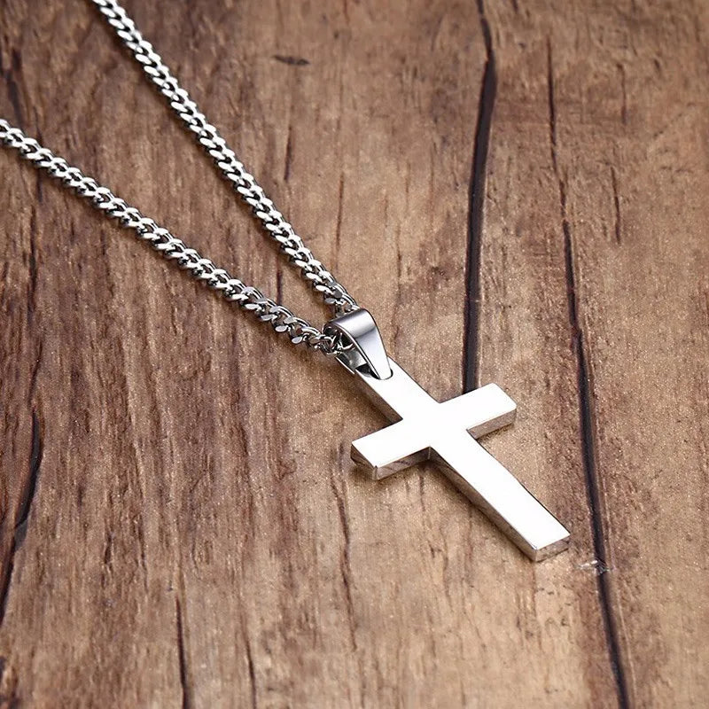 Christian Cross Pendant Necklace Men's Necklace New Fashion Metal Religious Amulet Pendant Accessory Party Jewelry