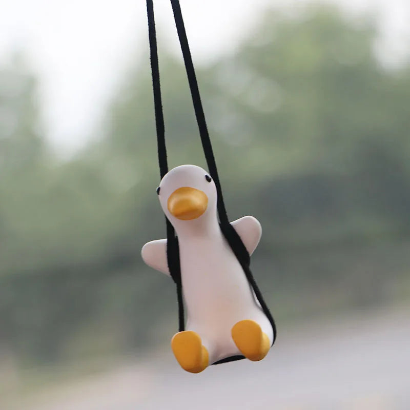 Gypsum Cute Anime Car Accessory Swing Duck Pendant Auto Rearview Mirror Ornaments Birthday Gift Couple Accessories Car Fragrance