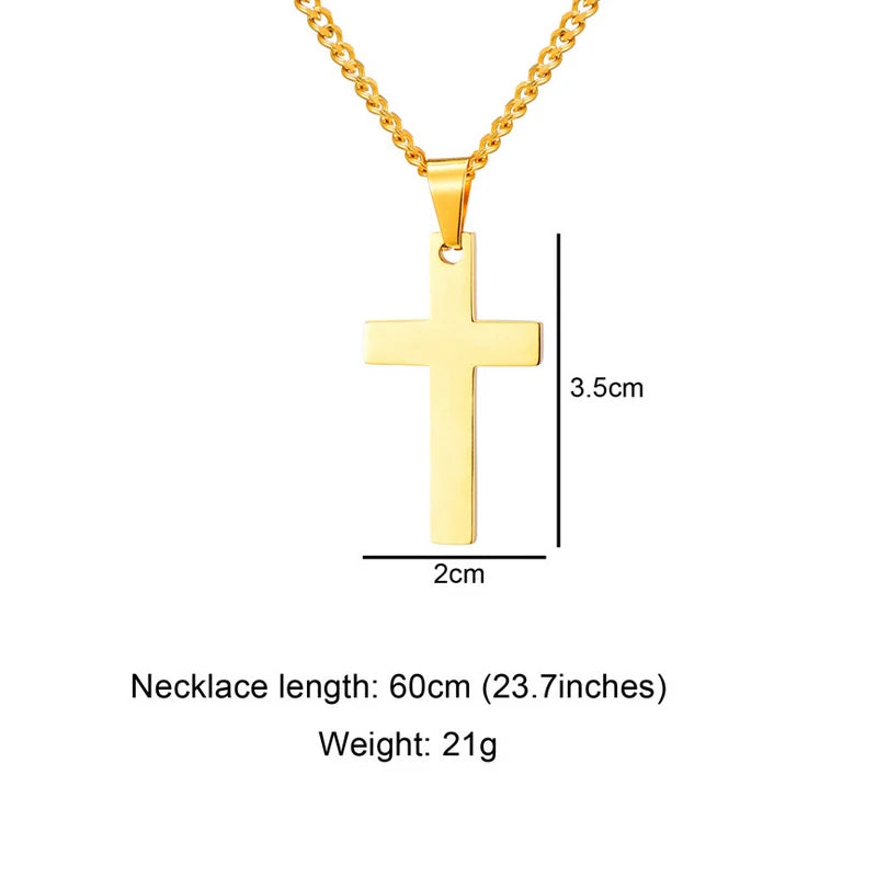 Christian Cross Pendant Necklace Men's Necklace New Fashion Metal Religious Amulet Pendant Accessory Party Jewelry