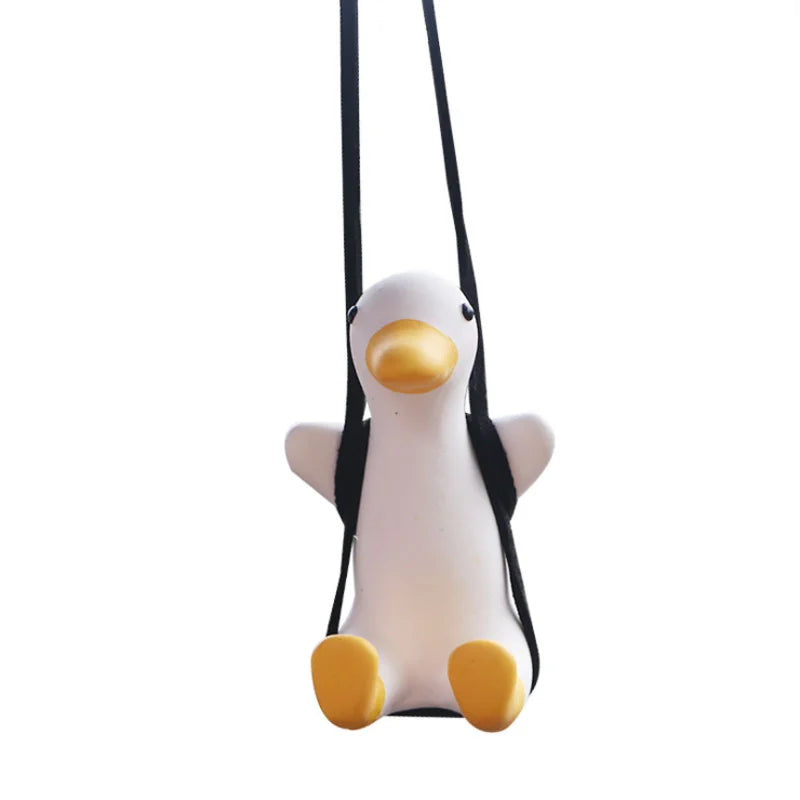 Gypsum Cute Anime Car Accessory Swing Duck Pendant Auto Rearview Mirror Ornaments Birthday Gift Couple Accessories Car Fragrance