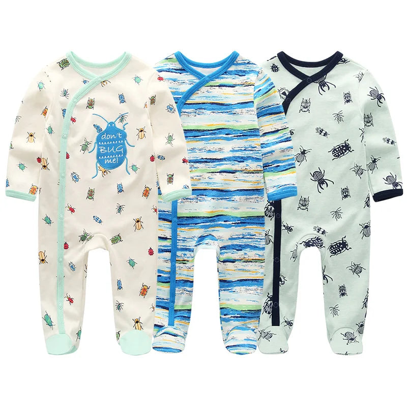 Unisex Baby Organic Cotton Snap Footed Sleep and Play Pajamas Long Sleeve Bodysuit for Newborn Boy and Girl Clothes Bebe