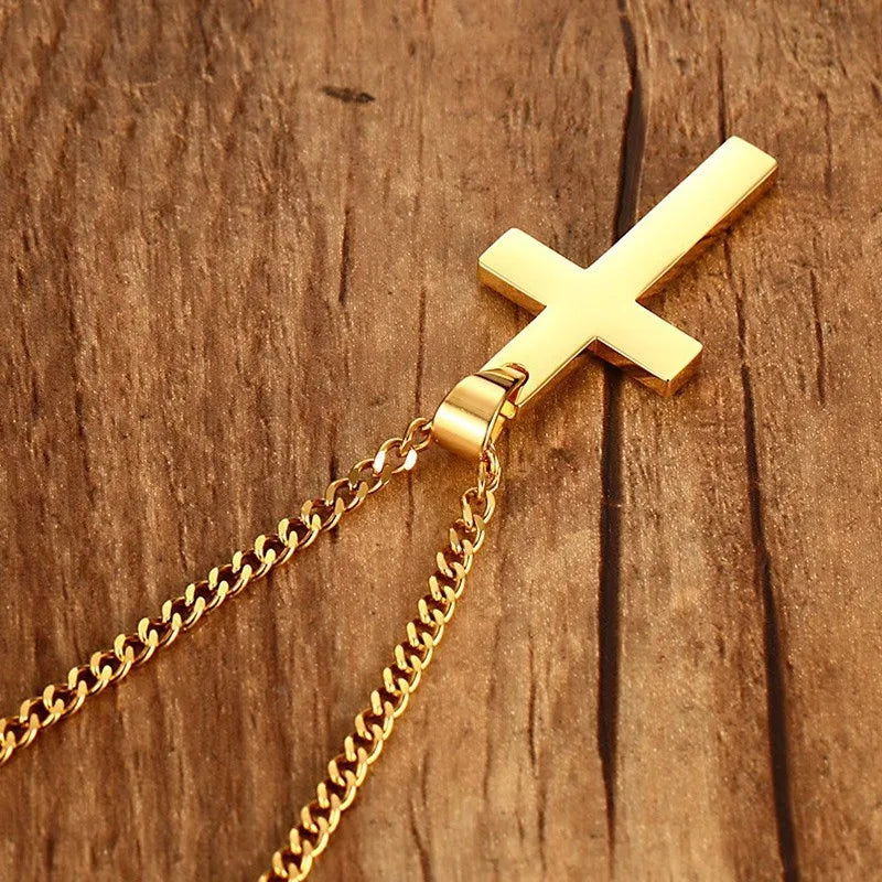 Christian Cross Pendant Necklace Men's Necklace New Fashion Metal Religious Amulet Pendant Accessory Party Jewelry