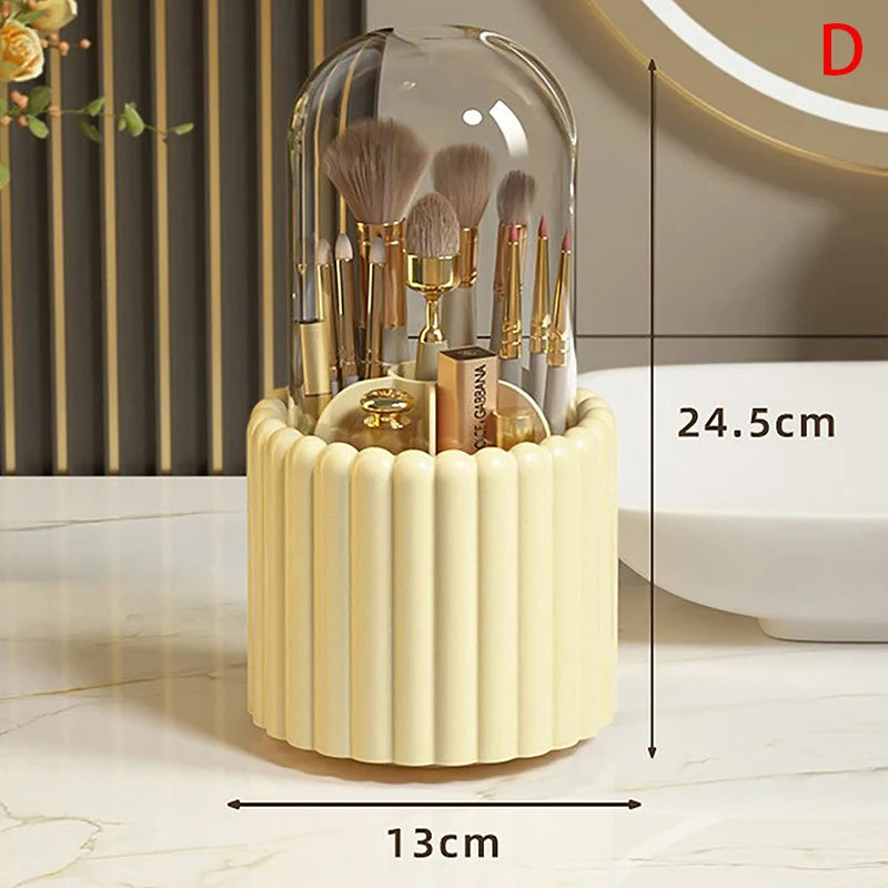 360° Rotating Makeup Brushes Holder With Lid Lipstick Organizer Cosmetic Storage Make Up Tools Box Jewelry Pencil Case Container