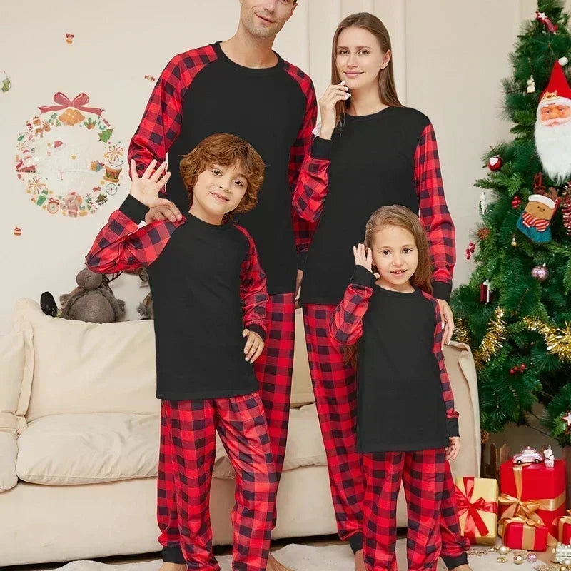 Xmas Gift 2024 New DIY Support Christmas Family Pajamas Set Parent-child 2 Pieces Home Suit Soft Loose Sleepwear Baby&Dog Romper