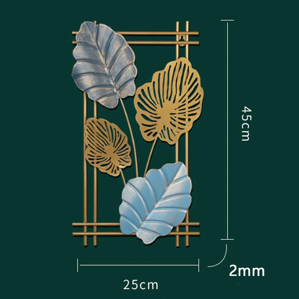 Nordic Metal Leaf Iron Wall Hanging Decor Plant Ginkgo Palm Maple Leaves Wall Pendant Mural Living Room Bedroom Home Decoration