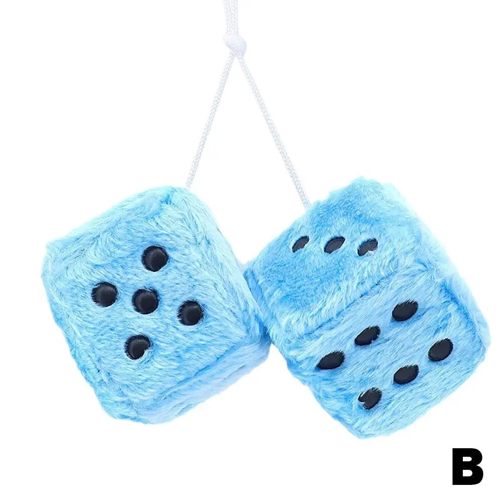 2pcs Plush Dice Car Pendant Plush Toy Cube Pendant Car Ornament Sieve Anime Car Decoration Accessories Auto Pendant