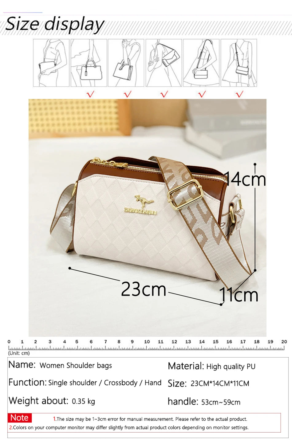 New Luxury High Quality Women Messenger Bag Famous Designer Lady Shoulder Bags Fashionable Checkered Trendy Crossbody Sac A Main