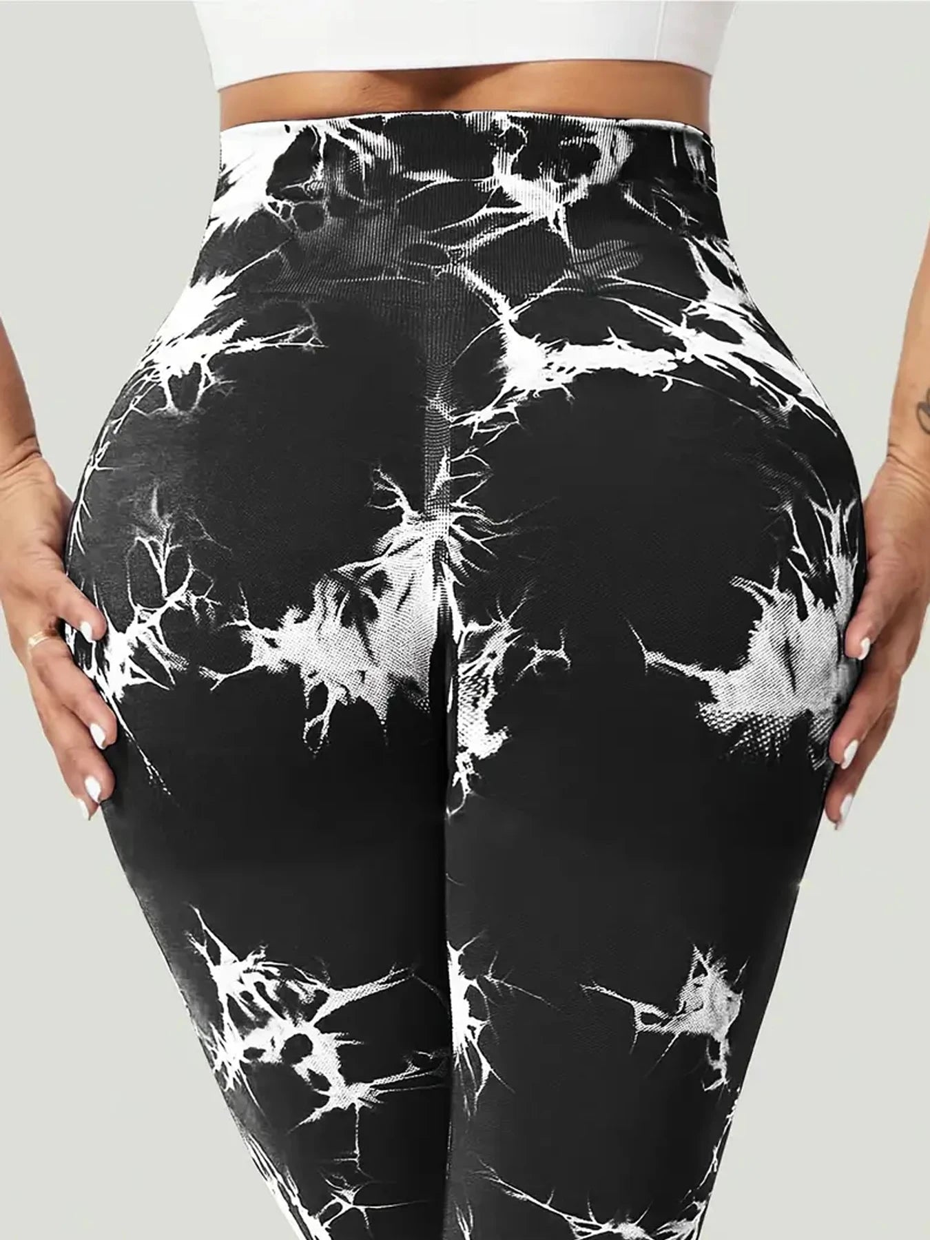 Sexy Women Gym Yoga High Waist Push Up Leggins Tie-dye Seamless Fitness Workout  Sports Tights Running Pants