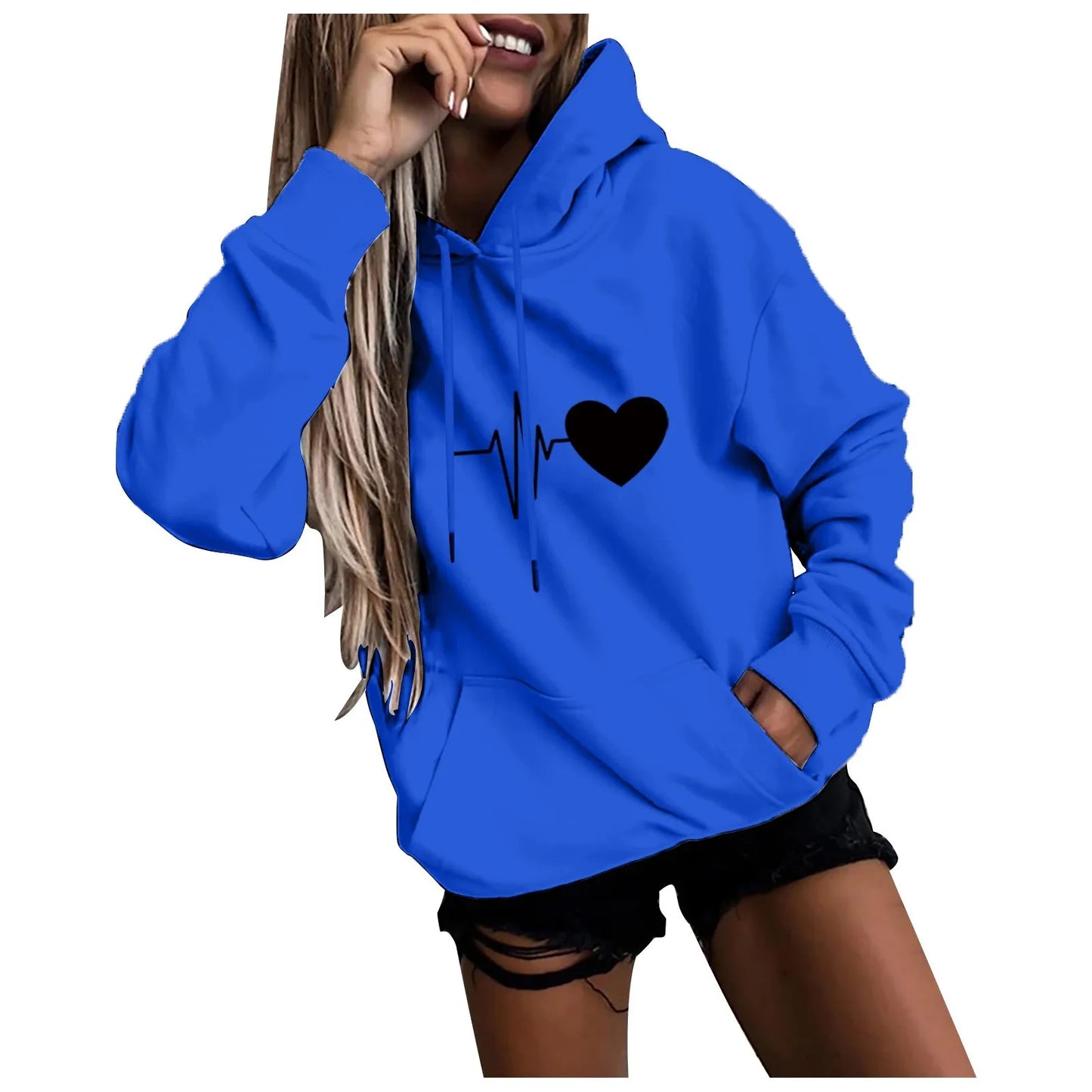 Women's Pullover Fashion Casual Fun Print Hooded Sweatshirt Loose Sports Tops Pullover