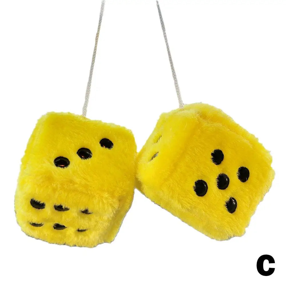 2pcs Plush Dice Car Pendant Plush Toy Cube Pendant Car Ornament Sieve Anime Car Decoration Accessories Auto Pendant