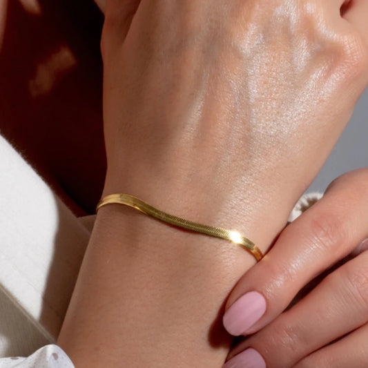 Minimalist Gold Color Herringbone Bracelet Flat Snake Chain Dainty Stack Bracelets for Women Handmade Jewelry Gifts Wholesale