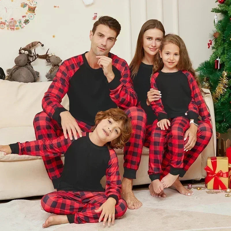 Xmas Gift 2024 New DIY Support Christmas Family Pajamas Set Parent-child 2 Pieces Home Suit Soft Loose Sleepwear Baby&Dog Romper