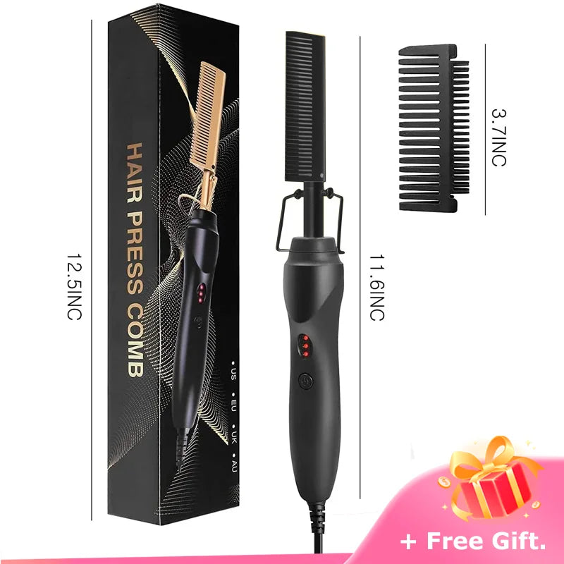 2 in 1 Hot Comb Hair Straightener Flat Irons Straightening Brush Heating Comb Hair Straight Styler Hair Curler peigne chauffant