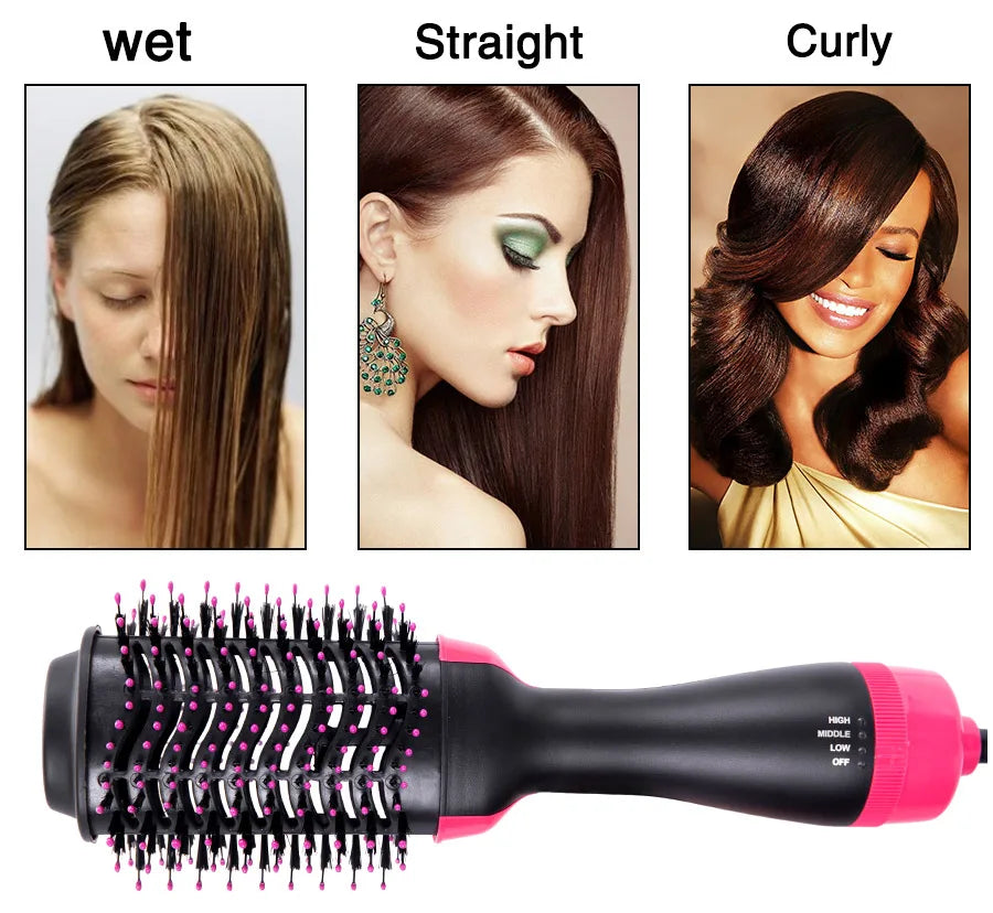 Curling Thermal Brush Professiona 3 In 1 One Step Round Brush For Hair Curler Hot Volumizing Brush Styler Curling Comb For Hair