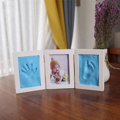 Baby Hand&Foot Print Hands Feet Mold Maker Bebe Baby Photo Frame With Cover Fingerprint Mud Set Baby Growth Memorial Gift