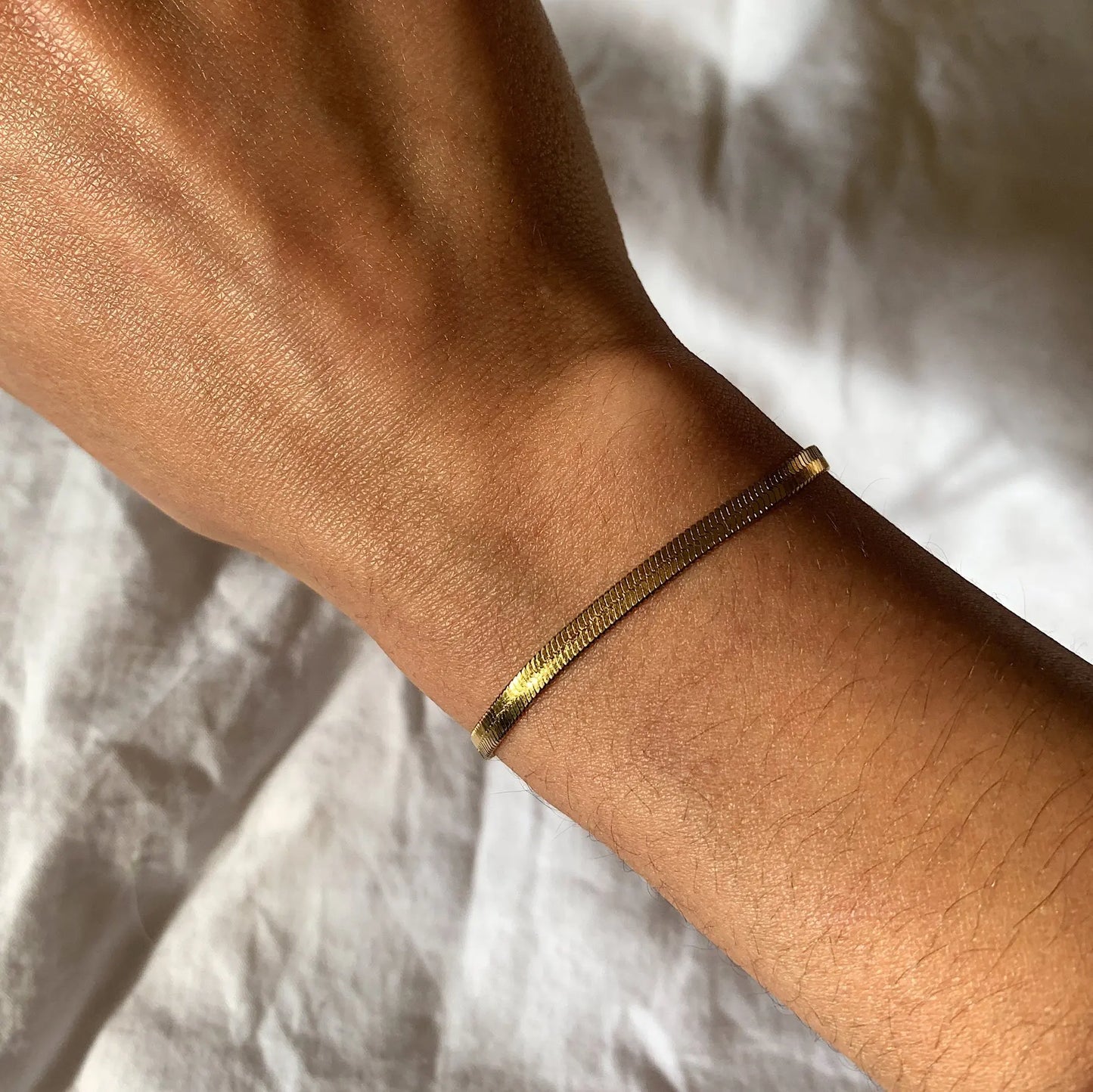 Minimalist Gold Color Herringbone Bracelet Flat Snake Chain Dainty Stack Bracelets for Women Handmade Jewelry Gifts Wholesale