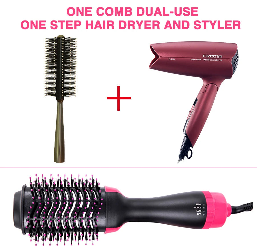 Curling Thermal Brush Professiona 3 In 1 One Step Round Brush For Hair Curler Hot Volumizing Brush Styler Curling Comb For Hair