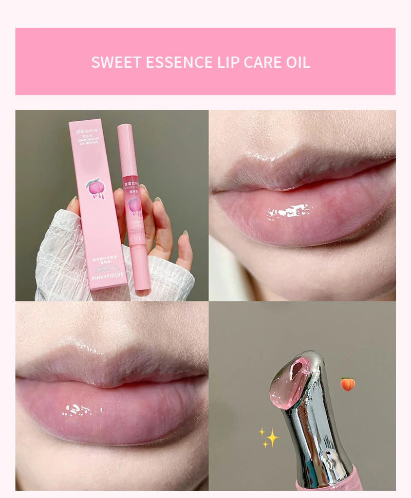 Peach Lip Oil Moisturizing Glass Lip Gloss Fragrance Non-sticky Lip Tint Lips Plumper Autumn and Winter Lips Care Serum Primer