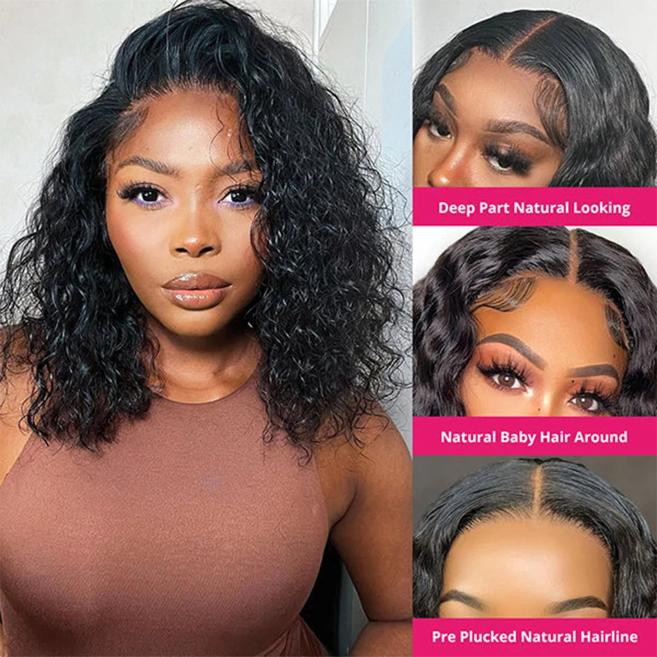 Glueless Wigs Short Bob Wigs Kiny Curly Lace Front Human Hair Wigs 13x4 Frontal Wet and Wavy 4x4 Closure Cheap Wigs On Sale