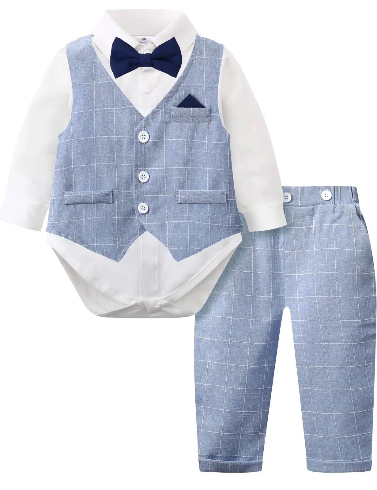 Baby Boys Suit Infant Formal Outfit Wedding 1st Birthday Dress Outfits Newborn Bodysuit Vest  Pants Gentleman Clothes Sets